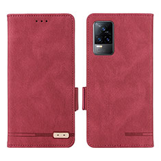 Custodia Portafoglio In Pelle Cover con Supporto L07Z per Vivo Y73 (2021) Rosso