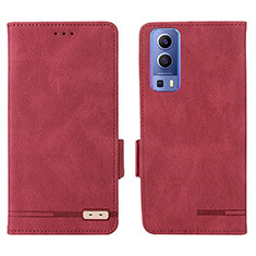 Custodia Portafoglio In Pelle Cover con Supporto L07Z per Vivo Y75s 5G Rosso