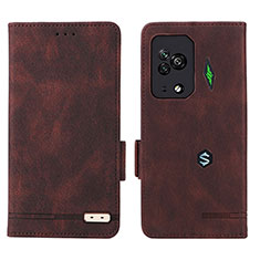 Custodia Portafoglio In Pelle Cover con Supporto L07Z per Xiaomi Black Shark 5 Pro 5G Marrone