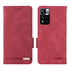 Custodia Portafoglio In Pelle Cover con Supporto L07Z per Xiaomi Mi 11i 5G (2022) Rosso