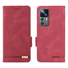Custodia Portafoglio In Pelle Cover con Supporto L07Z per Xiaomi Mi 12T Pro 5G Rosso