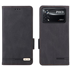 Custodia Portafoglio In Pelle Cover con Supporto L07Z per Xiaomi Poco X4 Pro 5G Nero