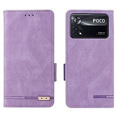 Custodia Portafoglio In Pelle Cover con Supporto L07Z per Xiaomi Poco X4 Pro 5G Viola