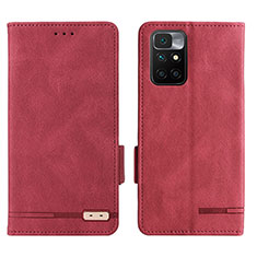 Custodia Portafoglio In Pelle Cover con Supporto L07Z per Xiaomi Redmi 10 (2022) Rosso