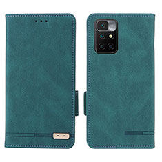 Custodia Portafoglio In Pelle Cover con Supporto L07Z per Xiaomi Redmi 10 4G Verde