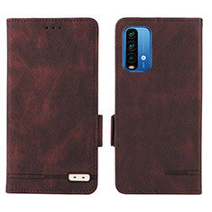 Custodia Portafoglio In Pelle Cover con Supporto L07Z per Xiaomi Redmi 9 Power Marrone