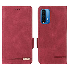 Custodia Portafoglio In Pelle Cover con Supporto L07Z per Xiaomi Redmi 9 Power Rosso