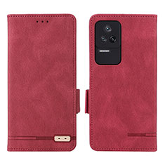 Custodia Portafoglio In Pelle Cover con Supporto L07Z per Xiaomi Redmi K40S 5G Rosso