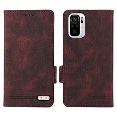 Custodia Portafoglio In Pelle Cover con Supporto L07Z per Xiaomi Redmi Note 10 4G Marrone