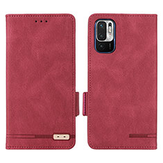 Custodia Portafoglio In Pelle Cover con Supporto L07Z per Xiaomi Redmi Note 10 5G Rosso