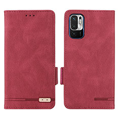 Custodia Portafoglio In Pelle Cover con Supporto L07Z per Xiaomi Redmi Note 10T 5G Rosso