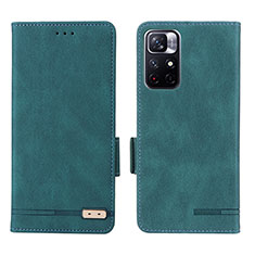 Custodia Portafoglio In Pelle Cover con Supporto L07Z per Xiaomi Redmi Note 11 5G Verde