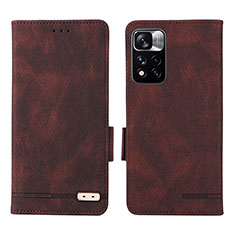 Custodia Portafoglio In Pelle Cover con Supporto L07Z per Xiaomi Redmi Note 11 Pro+ Plus 5G Marrone