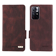 Custodia Portafoglio In Pelle Cover con Supporto L07Z per Xiaomi Redmi Note 11T 5G Marrone