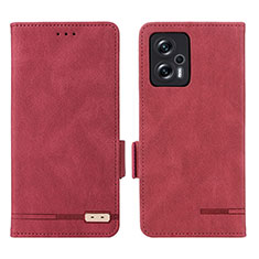 Custodia Portafoglio In Pelle Cover con Supporto L07Z per Xiaomi Redmi Note 11T Pro 5G Rosso