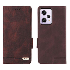 Custodia Portafoglio In Pelle Cover con Supporto L07Z per Xiaomi Redmi Note 12 Pro 5G Marrone