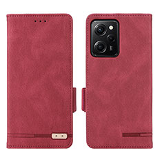 Custodia Portafoglio In Pelle Cover con Supporto L07Z per Xiaomi Redmi Note 12 Pro Speed 5G Rosso