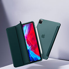 Custodia Portafoglio In Pelle Cover con Supporto L08 per Apple iPad Pro 12.9 (2020) Verde