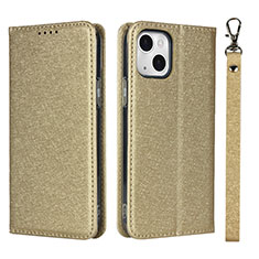 Custodia Portafoglio In Pelle Cover con Supporto L08 per Apple iPhone 14 Oro