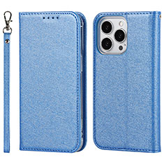 Custodia Portafoglio In Pelle Cover con Supporto L08 per Apple iPhone 15 Pro Blu