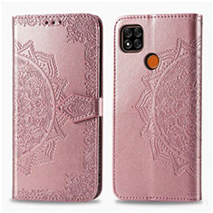 Custodia Portafoglio In Pelle Cover con Supporto L08 per Xiaomi POCO C3 Oro Rosa