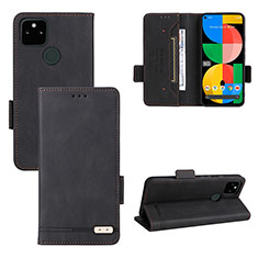 Custodia Portafoglio In Pelle Cover con Supporto L08Z per Google Pixel 5a 5G Nero