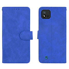 Custodia Portafoglio In Pelle Cover con Supporto L08Z per Realme C20 Blu