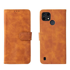 Custodia Portafoglio In Pelle Cover con Supporto L08Z per Realme C25Y India Marrone