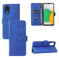 Custodia Portafoglio In Pelle Cover con Supporto L08Z per Samsung Galaxy A03 Core Blu