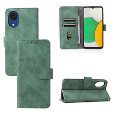 Custodia Portafoglio In Pelle Cover con Supporto L08Z per Samsung Galaxy A03 Core Verde