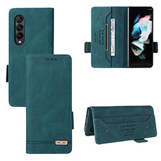 Custodia Portafoglio In Pelle Cover con Supporto L08Z per Samsung Galaxy Z Fold3 5G Verde