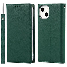 Custodia Portafoglio In Pelle Cover con Supporto L09 per Apple iPhone 13 Mini Verde