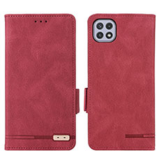 Custodia Portafoglio In Pelle Cover con Supporto L09Z per Samsung Galaxy A22 5G Rosso