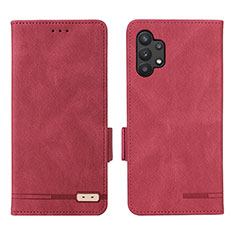 Custodia Portafoglio In Pelle Cover con Supporto L09Z per Samsung Galaxy A32 4G Rosso