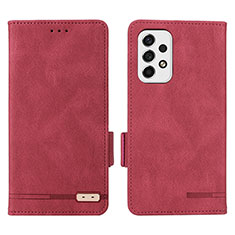 Custodia Portafoglio In Pelle Cover con Supporto L09Z per Samsung Galaxy A53 5G Rosso