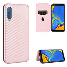 Custodia Portafoglio In Pelle Cover con Supporto L09Z per Samsung Galaxy A7 (2018) A750 Oro Rosa