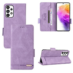 Custodia Portafoglio In Pelle Cover con Supporto L09Z per Samsung Galaxy A73 5G Viola