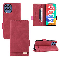 Custodia Portafoglio In Pelle Cover con Supporto L09Z per Samsung Galaxy M33 5G Rosso