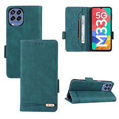 Custodia Portafoglio In Pelle Cover con Supporto L09Z per Samsung Galaxy M33 5G Verde