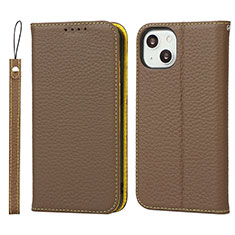 Custodia Portafoglio In Pelle Cover con Supporto L10 per Apple iPhone 13 Marrone