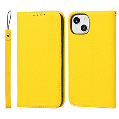 Custodia Portafoglio In Pelle Cover con Supporto L10 per Apple iPhone 13 Mini Giallo