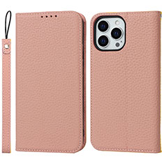 Custodia Portafoglio In Pelle Cover con Supporto L10 per Apple iPhone 14 Pro Oro Rosa