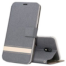 Custodia Portafoglio In Pelle Cover con Supporto L10 per Xiaomi Redmi 8A Grigio