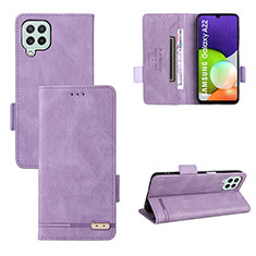 Custodia Portafoglio In Pelle Cover con Supporto L10Z per Samsung Galaxy A22 4G Viola