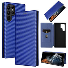 Custodia Portafoglio In Pelle Cover con Supporto L10Z per Samsung Galaxy S23 Ultra 5G Blu