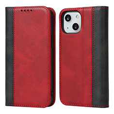 Custodia Portafoglio In Pelle Cover con Supporto L12 per Apple iPhone 15 Rosso