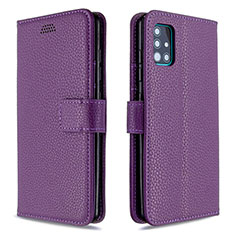 Custodia Portafoglio In Pelle Cover con Supporto L12 per Samsung Galaxy A51 5G Viola