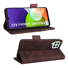 Custodia Portafoglio In Pelle Cover con Supporto L12Z per Samsung Galaxy A22 4G Marrone