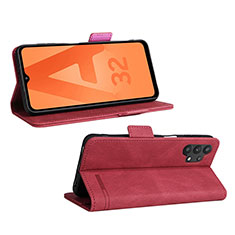 Custodia Portafoglio In Pelle Cover con Supporto L12Z per Samsung Galaxy A32 4G Rosso