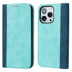 Custodia Portafoglio In Pelle Cover con Supporto L13 per Apple iPhone 13 Pro Max Cielo Blu